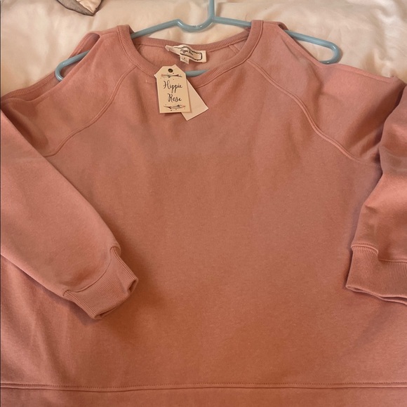 Hippie Rose Blush Off-the-Shoulder Sweater - Picture 4 of 6
